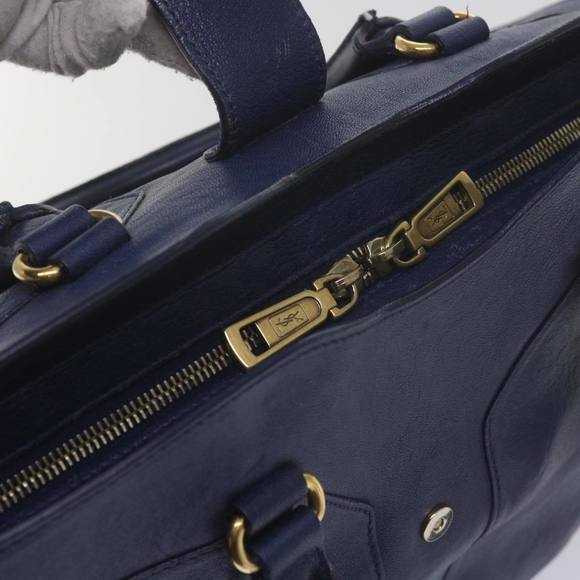 SAINT LAURENT Cavas Chyc Hand Bag Leather Navy 275091 Auth am5374 - Picture 9 of 16